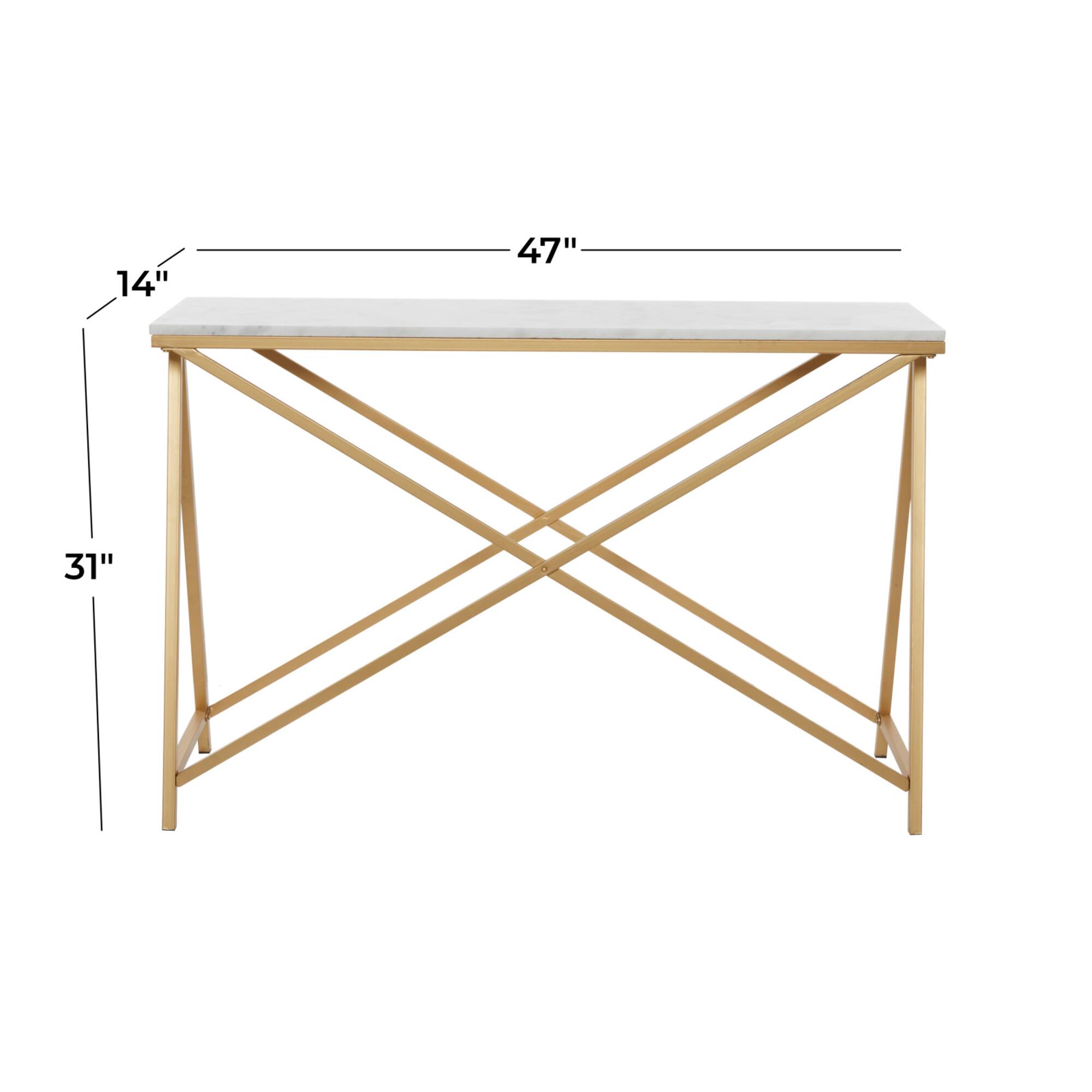 White Iron Contemporary Console Table, 31" x 47" x 14"